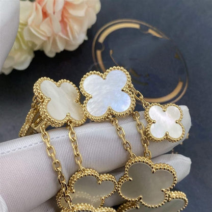 [Basjewels]CLOVER EARRINGS WHITE MOP 4 MOTIFS GOLD