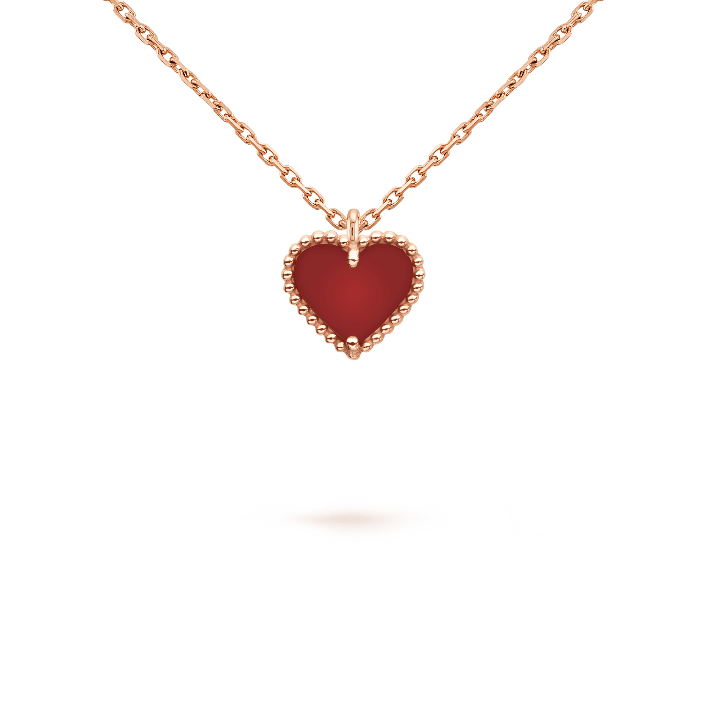 [Basjewels]SWEET CLOVER CARNELIAN HEART NECKLACE