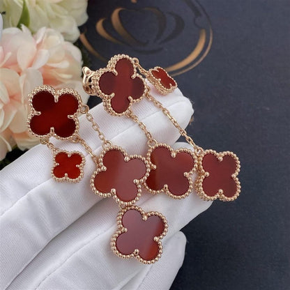 [Basjewels]CLOVER EARRINGS CARNELIAN 4 MOTIFS PINK GOLD