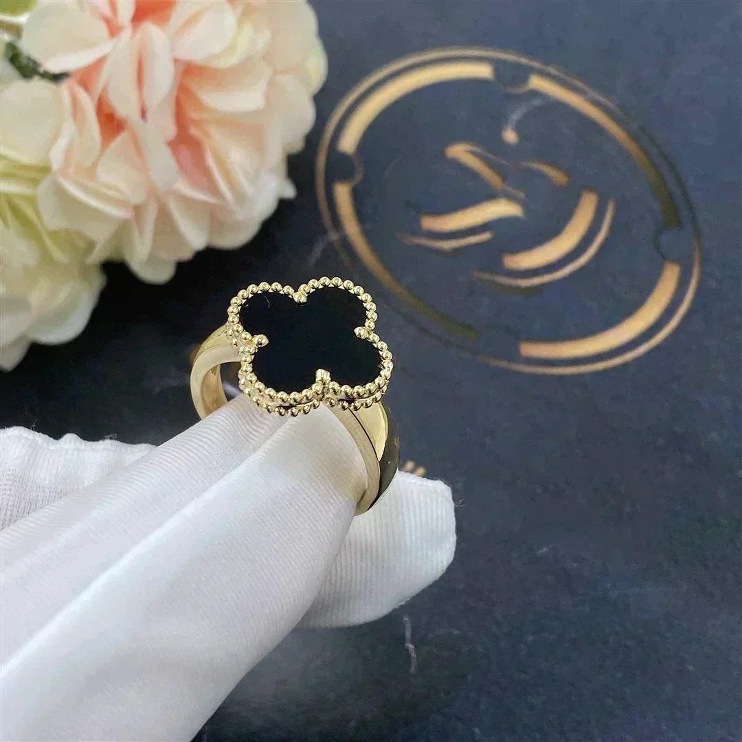 [basloveJW]CLOVER ONYX RING