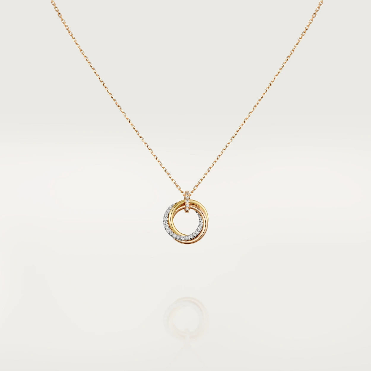 [Basjewels]TRINITY NECKLACE SILVER GOLD PINK GOLD DIAMONDS