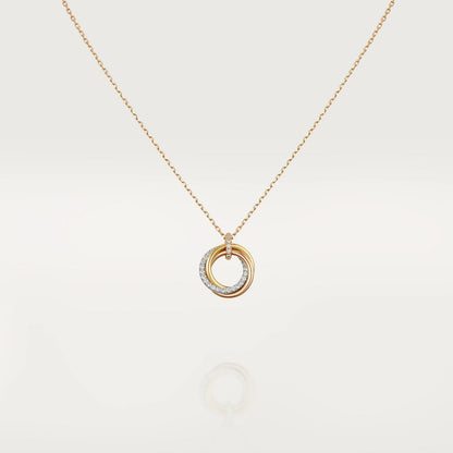 [Basjewels]TRINITY NECKLACE SILVER GOLD PINK GOLD DIAMONDS