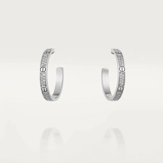 [Basjewels]LOVE DIAMOND SILVER HOOP EARRINGS