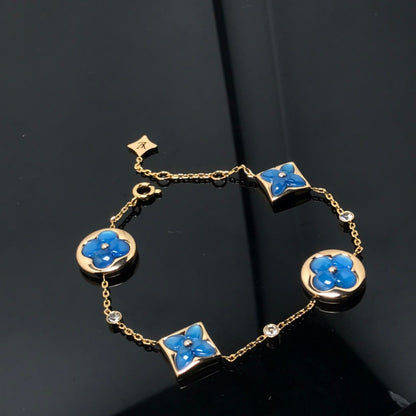 [Basjewels]STAR AND SUN 4 MOTIF BLUE BRACELET