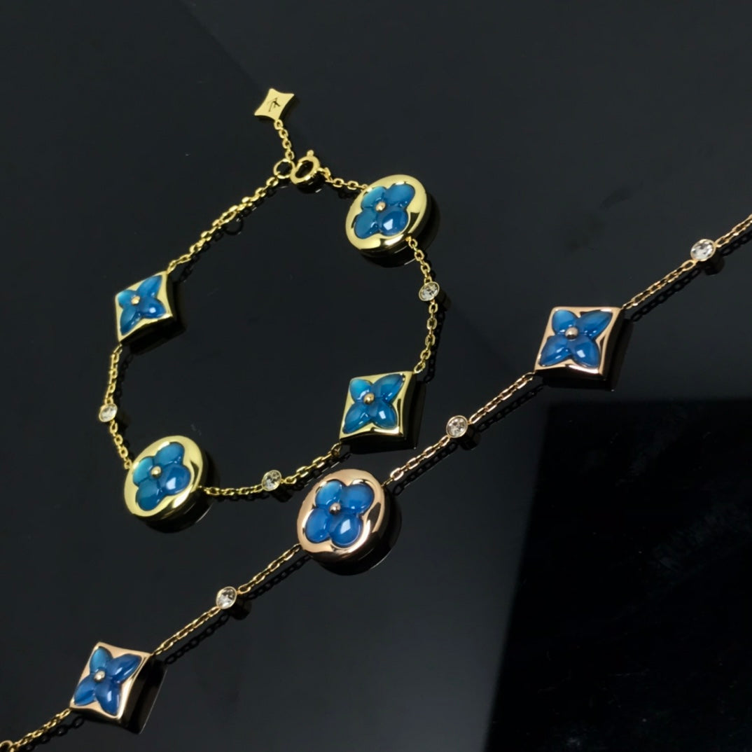 [Basjewels]STAR AND SUN 4 MOTIF BLUE BRACELET