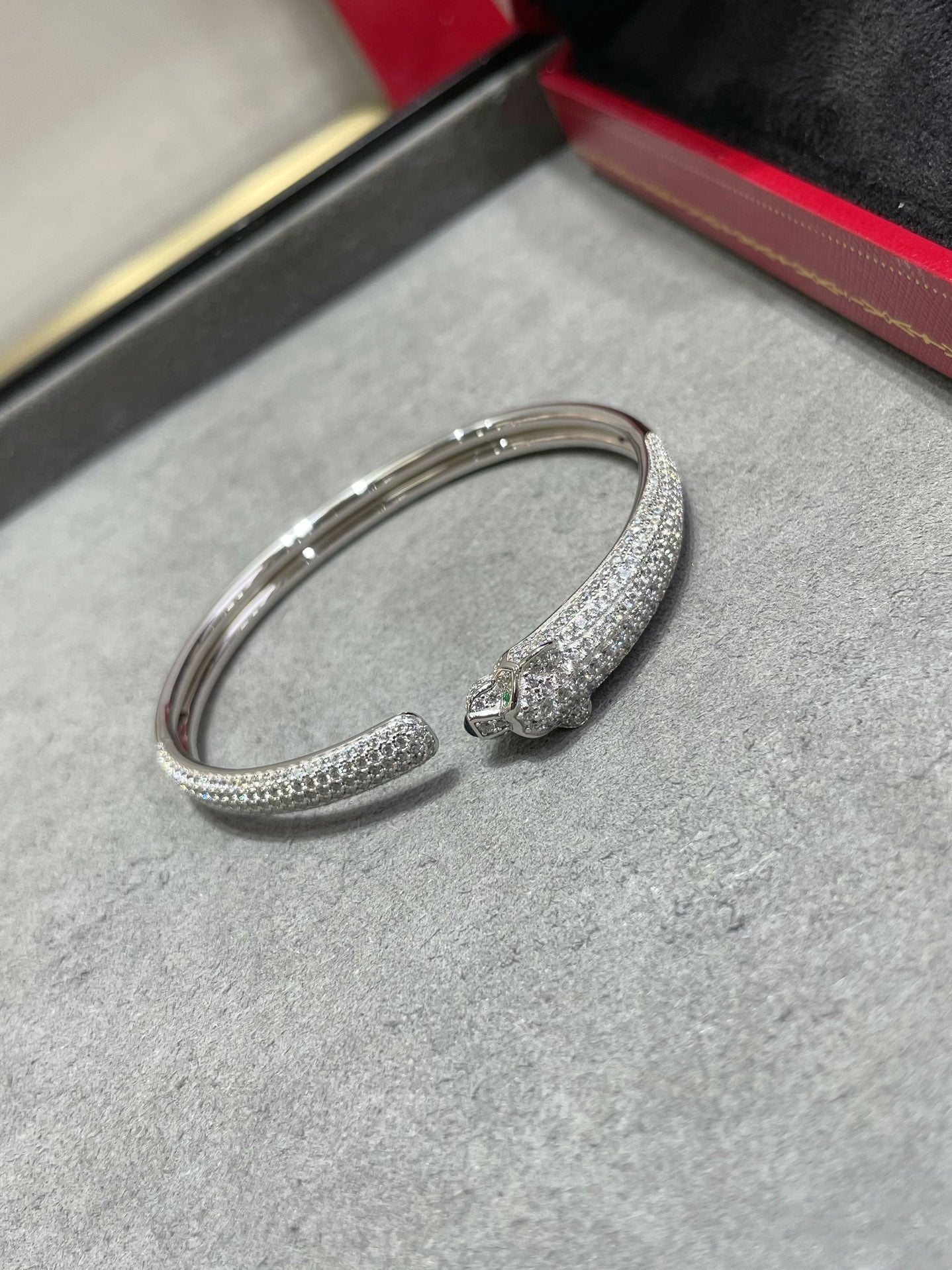 [Basjewels]PANTHERE FULL DIAMOND OPEN BRACELET