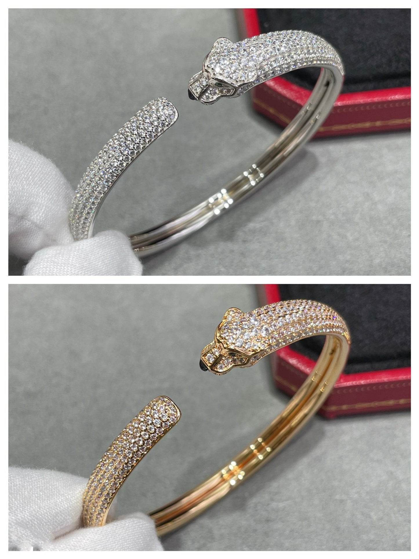 [Basjewels]PANTHERE FULL DIAMOND OPEN BRACELET