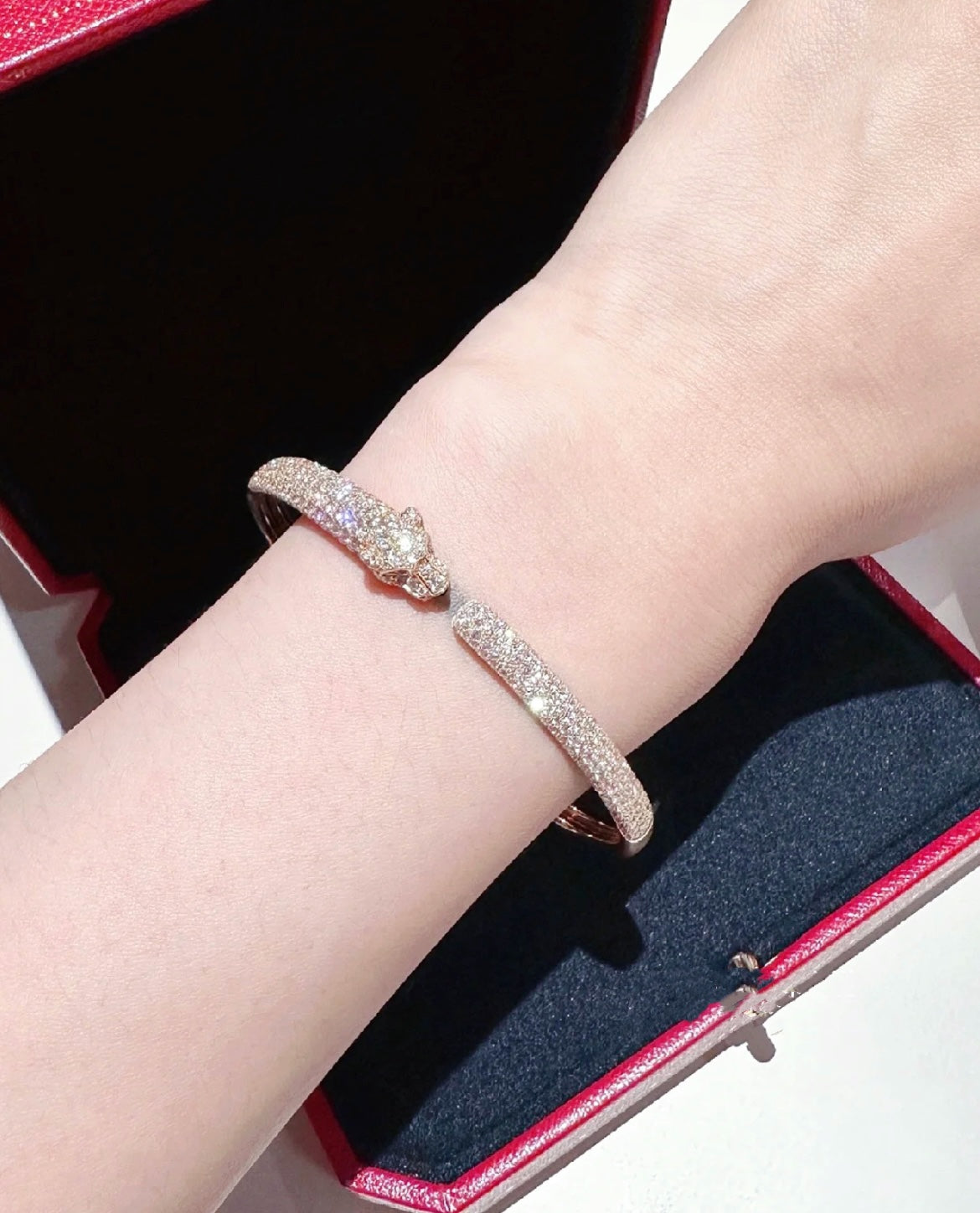 [Basjewels]PANTHERE FULL DIAMOND OPEN BRACELET