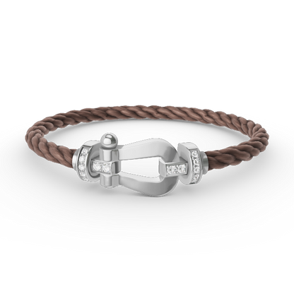 [baslovejewels]FORCE LARGE HORSESHOE HALF DIAMOND BRACELET SILVER