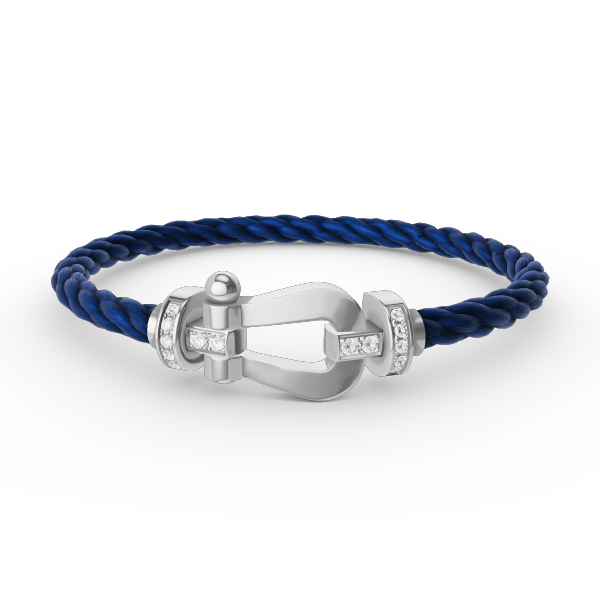 [baslovejewels]FORCE LARGE HORSESHOE HALF DIAMOND BRACELET SILVER