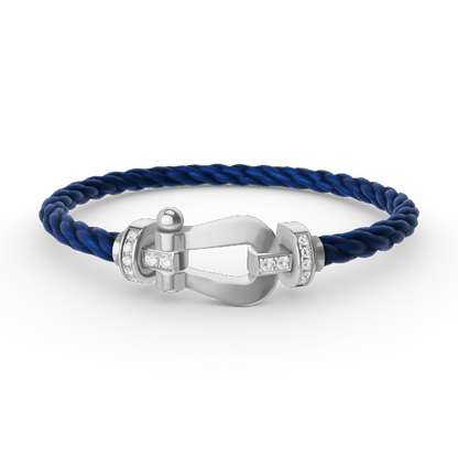 [baslovejewels]FORCE LARGE HORSESHOE HALF DIAMOND BRACELET SILVER
