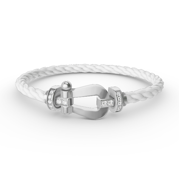 [Basjewels]FORCE LARGE HORSESHOE HALF DIAMOND BRACELET SILVER