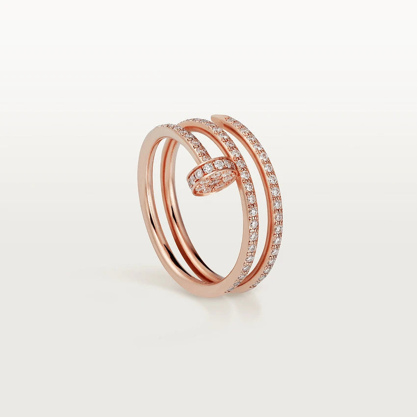 [Basjewels]JUSTE RING 1.8MM PINK GOLD DOUBLE ROW DIAMONDS