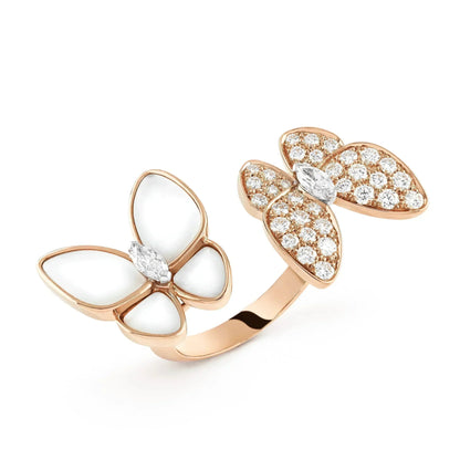 [Basjewels]TWIN BUTTERFLY DIAMOND MOP RING